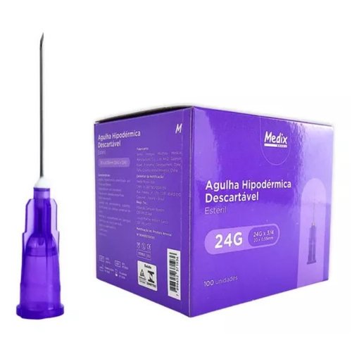 agulha hipodérmica descartável 20mm x 0,55mm medix